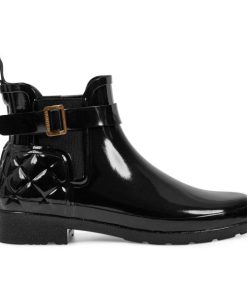 Women's Quilted Gloss Refined Slim Fit Chelsea Boots